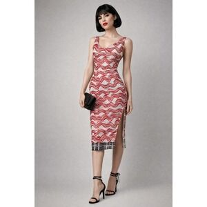 Atlein Mesh Double Layer Midi Dress Size 6 Artsy Parisian Chic Designer Y2K Rare